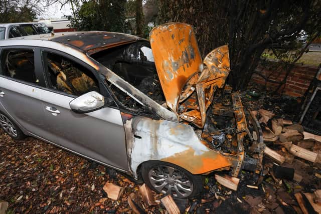 Damage to the car. Picture: Alex Shute