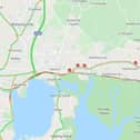 Traffic levels on the A27 and A259 at 8am this morning