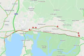 Traffic levels on the A27 and A259 at 8am this morning