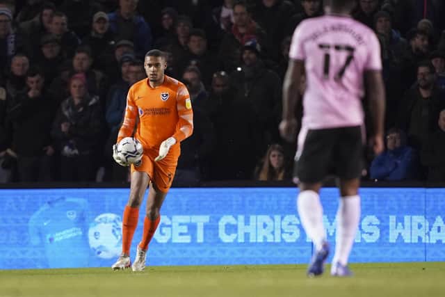 Manchester City loanee Gavin Bazunu has made 21 appearances for Pompey this season. Picture: Jason Brown/ProSportsImages