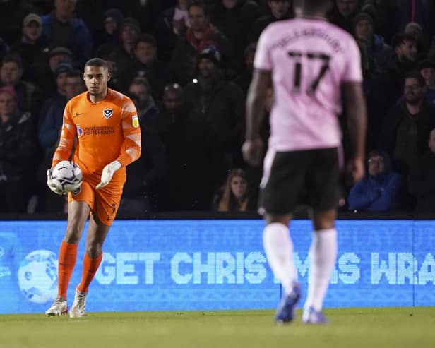 Manchester City loanee Gavin Bazunu has made 21 appearances for Pompey this season. Picture: Jason Brown/ProSportsImages