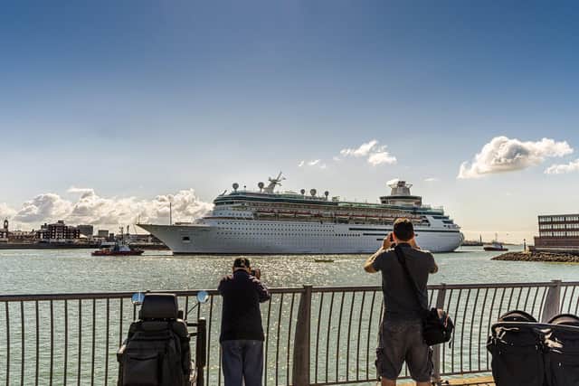 Majesty of the Seas arrives in Portsmouth for the first time - the biggest ship ever to sail into Portsmouth Harbour.  Photo: Tom Langford