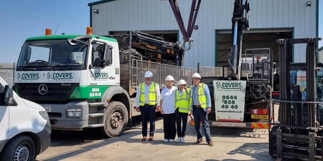 From left - Covers operations director Roger Lewis, Pip Holmes of UKtoUkraine, Caragh Booth of UKtoUkraine and Rupert Green, chairman of Covers