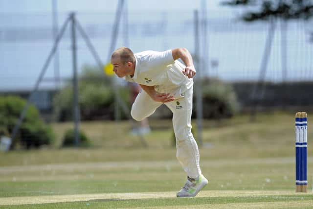 Sullivan White bowling for Burridge against Portsmouth at St Helens. Picture: Ian Hargreaves