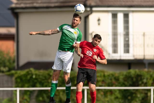 Moneyfields FC player Stanlie Hopkins, left. Picture: Keith Woodland (110921-284)