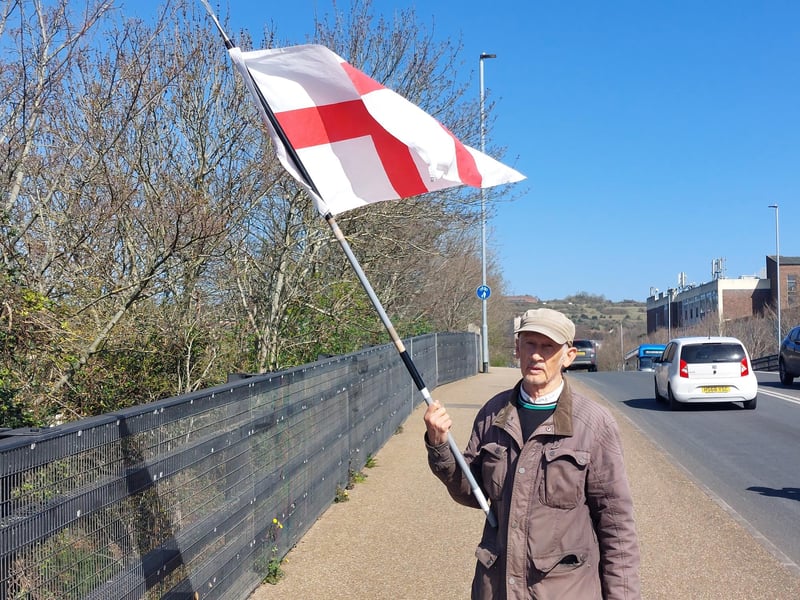 Illegal immigration protestors gathered outside Roebuck House in Cosham on Sunday, March 30.