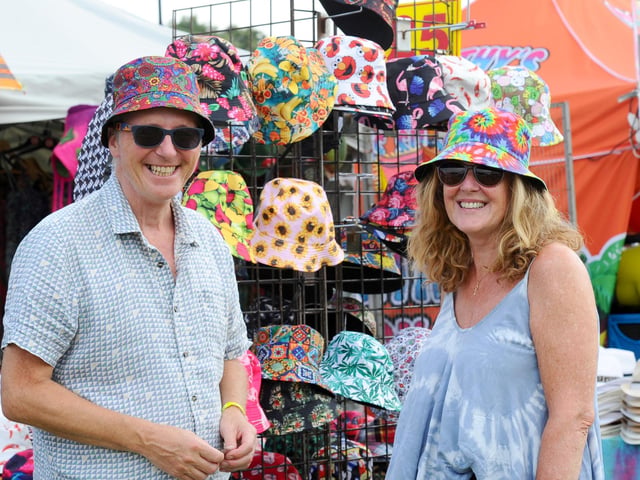 Wickham Festival 2024 got underway at their new arena site in Shedfield on Thursday, August 1.
Pictured is: Brian Smith and Pauline Turner from Cornwall.
Picture: Sarah Standing (010824-2909)