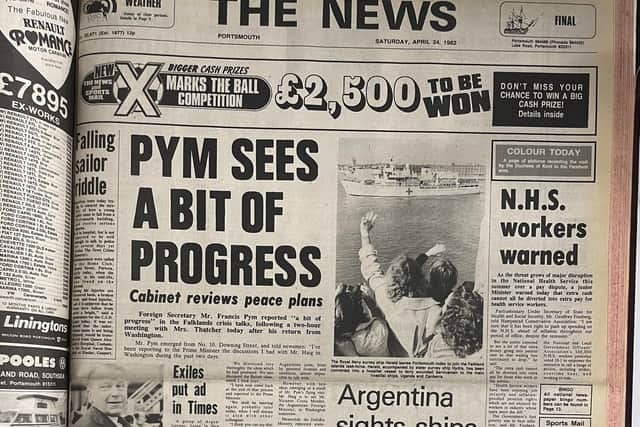 Today's headlines in The News during 1982's Falklands War