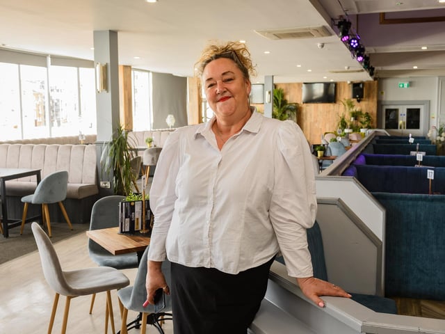Lorraine Jenner, manager at the Gaiety Rooms, South Parade Pier, who says it's been a busy weekend
(170421-19)