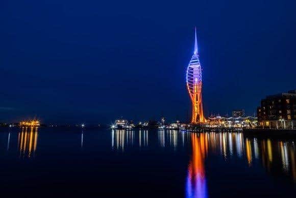 Spinnaker Tower will be lit up blue and organge for the colours of Foster Portsmouth