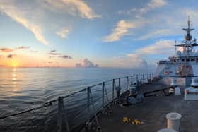 HMS Trent off the coast of Portugal. Picture: Royal Navy.