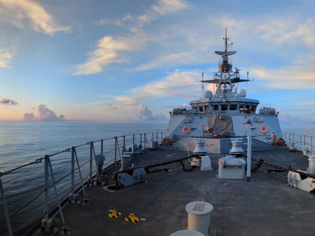 HMS Trent off the coast of Portugal. Picture: Royal Navy.