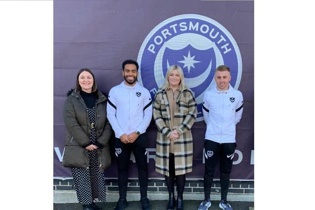 Emily Price- Deputy Service Manager Stop Domestic Abuse, Louis Thompson PFC, Chelsea Haslett- Service Manager Stop Domestic Abuse, Joe Morrell PFC met to discuss White Ribbon Day