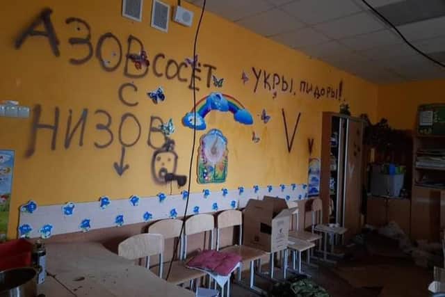 The school in Borodyanka where Ms Cullimore volunteered. Picture: Jo Cullimore/PA Wire.