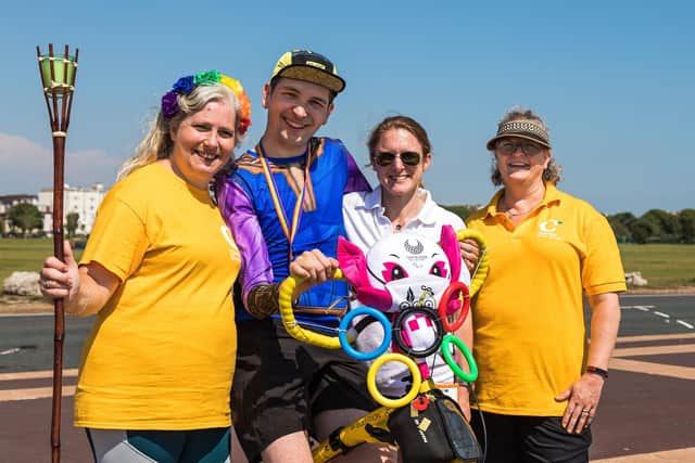 Mum Vanessa Salter and son Harley Salter were joined by Mandi Hirsch and Charlotte Waring from the Chestnut Tree House charity. Picture: Mike Cooter (210721)