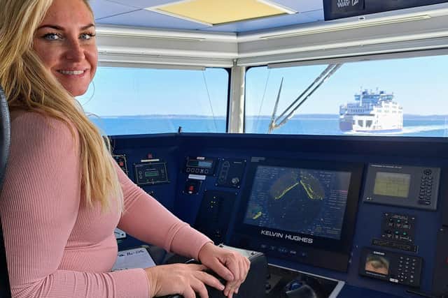 Jodie Gibson onboard the Isle of Wight ferry.