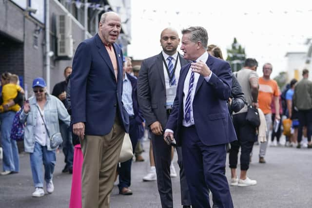 Pompey owner Michael Eisner with chief executive Andy Cullen ahead of the clash with Bristol Rovers. Picture: Jason Brown.