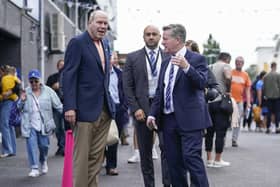 Pompey owner Michael Eisner with chief executive Andy Cullen ahead of the clash with Bristol Rovers. Picture: Jason Brown.