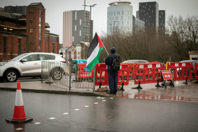 Pro Palestine protest outside Unicorn Gate of the Navy base on Thursday 29th of February 2024Picture: Habibur Rahman