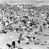 Standing room only, thousands of sun seekers packed Southsea's beaches at the weekend as the temperatures continued to hover in the eighties, July 10, 1983. The News PP4454