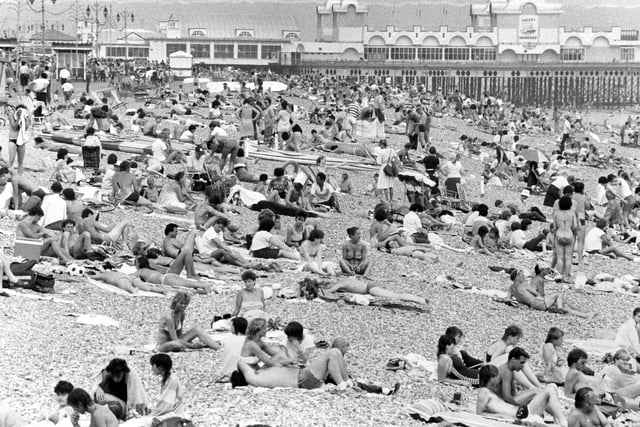 Standing room only, thousands of sun seekers packed Southsea's beaches at the weekend as the temperatures continued to hover in the eighties, July 10, 1983. The News PP4454