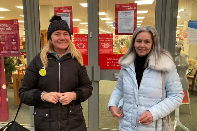 Clare Kelly, 47, left, and Jacqueline Walton, 55 - outside British Heart Foundation
Picture: Matthew Mohan-Hickson