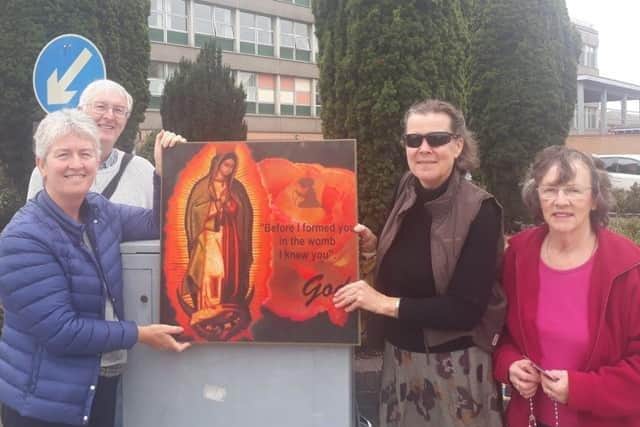 Pat and Jim Gilhooley, Rebecca (surname not given) and Eileen Steward at the anti-abortion vigil outside St Mary's hospital in Portsmouth in 2017.