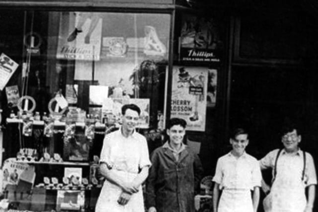J H Bowers and Son repairers shopDennis, third from the right, as a boy outside his late father's shop in Old Fawcett Road. To the right is his father and far left two brothers, Roy and Eric.