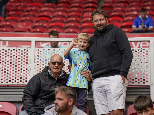 Three generations of proud Pompey fans.