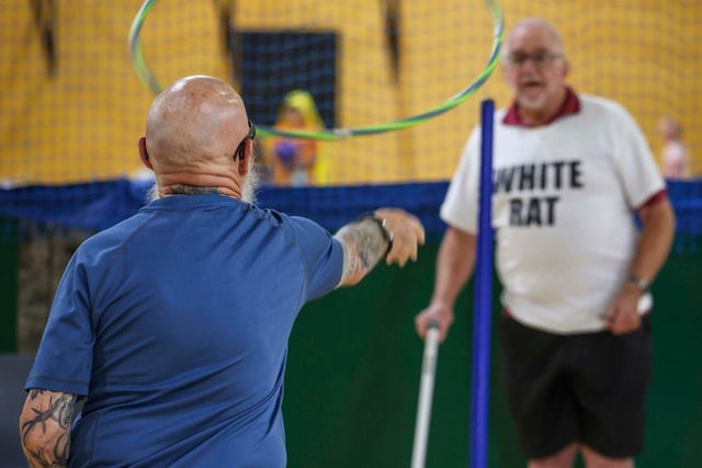 Blind Veterans from across the UK took part in a Sports Day as part the HMS Sultan Blind Veterans UK Summer Camp.