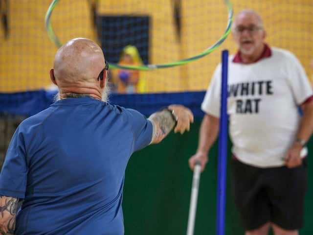 Blind Veterans from across the UK took part in a Sports Day as part the HMS Sultan Blind Veterans UK Summer Camp.