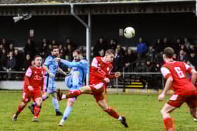 Brett Pitman scores one of his hat-trick goals at Bournemouth Poppies. Picture by Daniel Haswell