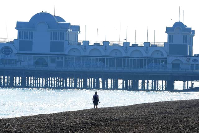 A quiet Southsea seafront on the 2020 Easter weekend during the UK-wide 'lockdown' over the coronavirus pandemic. Picture: Sarah Standing (110420-779)