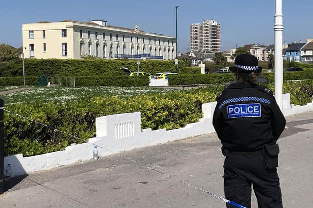 Armed police outside the Royal Norfolk Hotel in Bognor Regis on April 20. Picture: Richard Lemmer