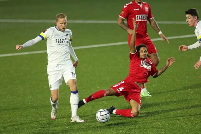 Hawks striker Scott Rendell, left. Picture: Dave Haines)