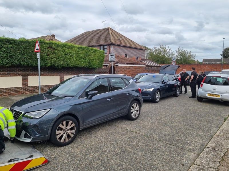 Police chase in Hilsea in which a stolen car crashed and a police car was hit on Sunday September 29