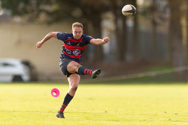 Lewis Murray kicks a long range penalty which rebounded off a post.

Picture: Keith Woodland