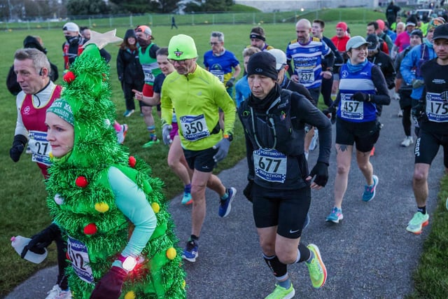 One runner took on the challenge dressed as a Christmas tree, baubles and all! Picture: Chris  Moorhouse (221224-08)