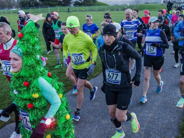 One runner took on the challenge dressed as a Christmas tree, baubles and all! Picture: Chris Moorhouse (221224-08)