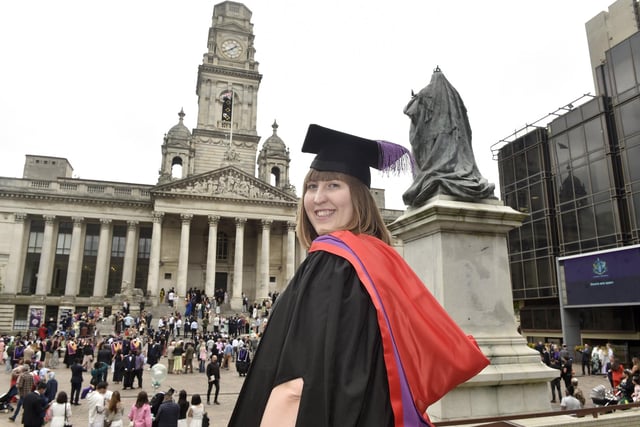 University of Portsmouth students graduating from business, leadership and human resource management at Portsmouth Guildhall on Monday, July 24. 
Pictured is: Morgan Goodsell.

Picture: Sarah Standing (240723-7051)