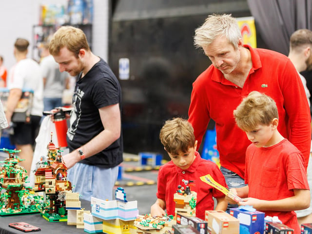 A family check out the sets available at The Portsmouth Brick Festival Picture:Marcin Jedrysiak