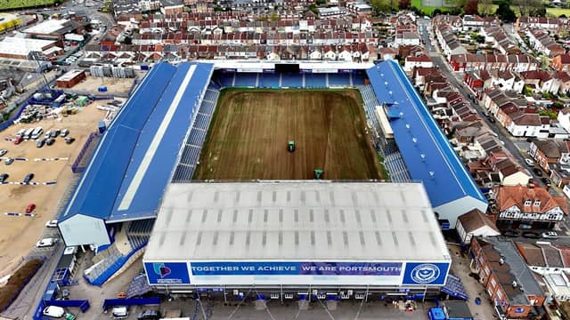 Drone footage has captured some incredible images of the football pitch at Fratton Park as it gets ready for next season. Picture credit: My Portsmouth By Drone
