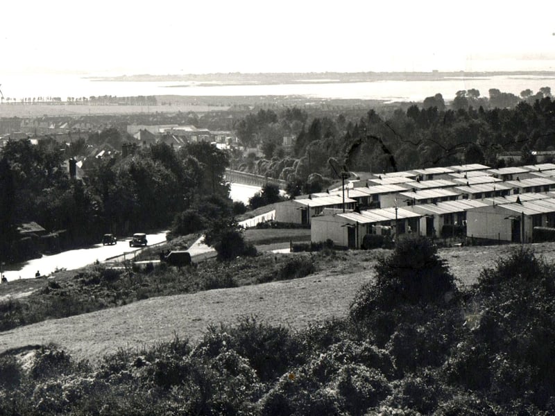 A 1940's view from Portsdown Hill overlooking the prefabs erected north of the Southwick Hill Road.