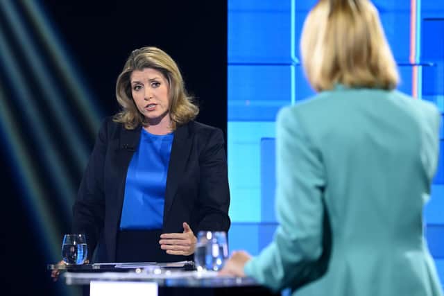 Handout photo issued by ITV of Penny Mordaunt taking part in Britain's Next Prime Minister: The ITV Debate, a head-to-head debate between Conservative party leadership candidates. Picture: Jonathan Hordle/ITV/PA Wire