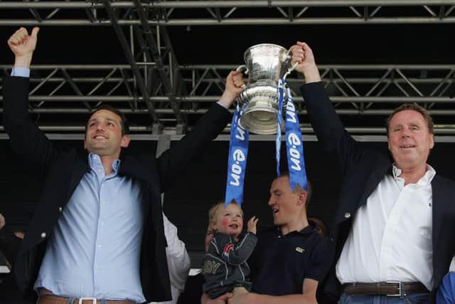 Sacha Gaydamak and Harry Redknapp hold aloft the FA Cup on Southsea Common in May 2008 following Pompey's Wembley triumph. Picture: Matt Cardy/Getty Images