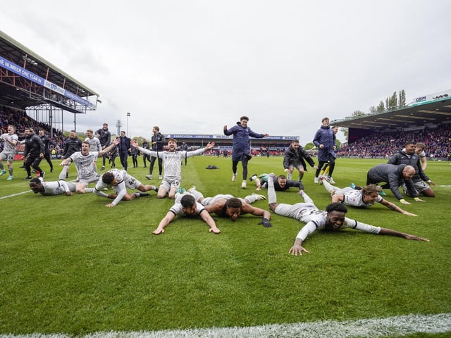 A few Jurgen Klinsmann dives from the players in front of the Fratton faithful at the final whistle