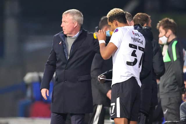 Pompey defender Haji Mnoga comes on in the second half at Ipswich. Picture: Nigel Keene