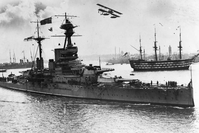 HMS Royal Oak in Portsmouth Harbour prior to the Second World War. The News PP1652