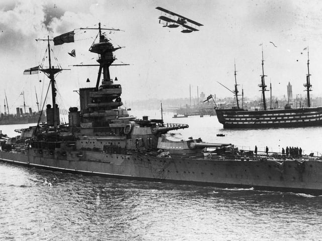 HMS Royal Oak in Portsmouth Harbour prior to the Second World War. The News PP1652