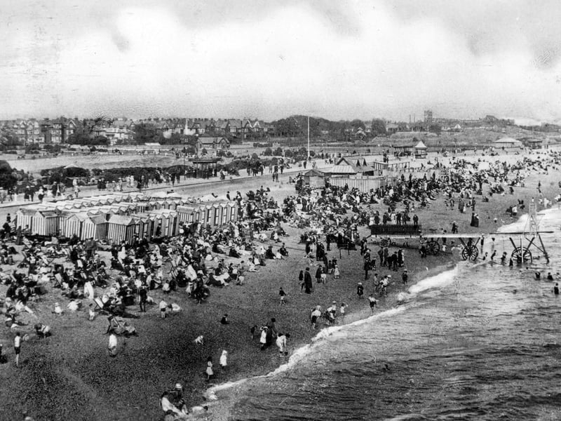 The bathing machines have now lost their wheels and become beach huts, taken from South Parade Pier, Southsea. Paul Costen collection